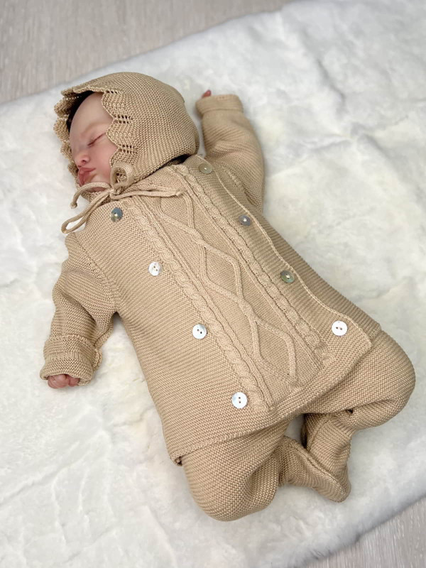 Вязаный комплект Люпин бежевый