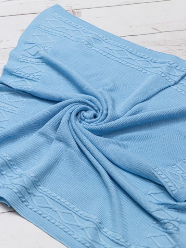 Вязаный плед Люпин голубой