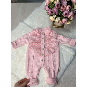 Вязаный комбинезон Марфин Кружево розовый