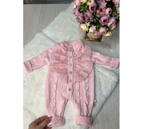 Вязаный хлопковый комбинезон Марфин розовый