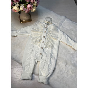 Вязаный хлопковый комбинезон Марфин молочный