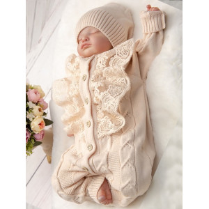 Вязаный хлопковый комбинезон Марфин крем-брюле