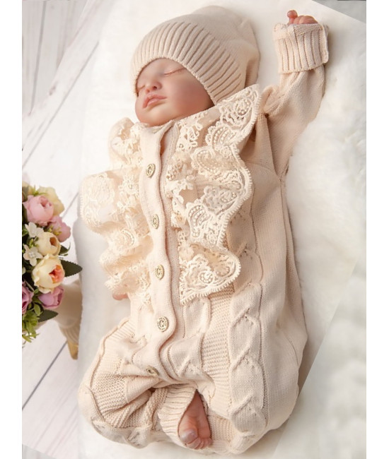 Вязаный хлопковый комбинезон Марфин крем-брюле