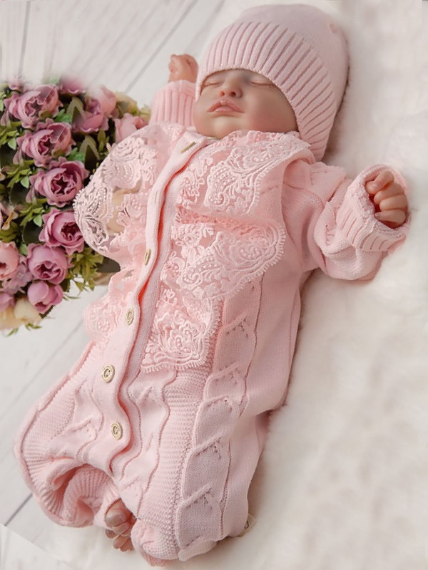 Вязаный компбинезон Марфин розовый