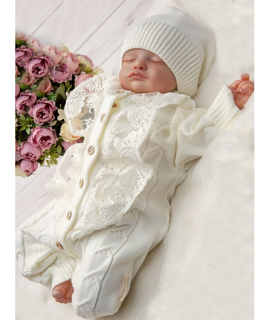 Вязаный хлопковый комбинезон Марфин молочный