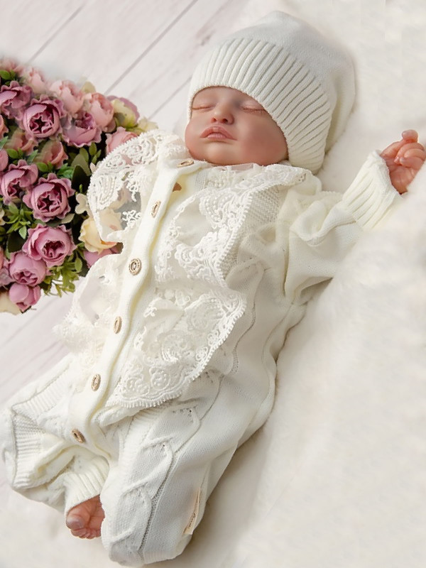 Вязаный комбинезон Марфин молочный