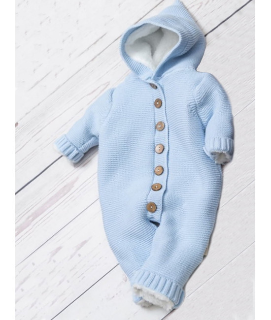 Вязаный комбинезон Мишка голубой