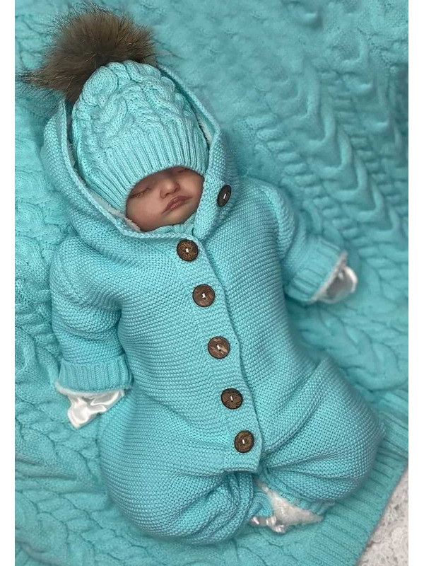 Вязаный комбинезон на подкладе Мишка тиффани