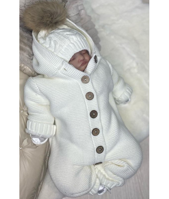 Вязаный комбинезон Мишка белый