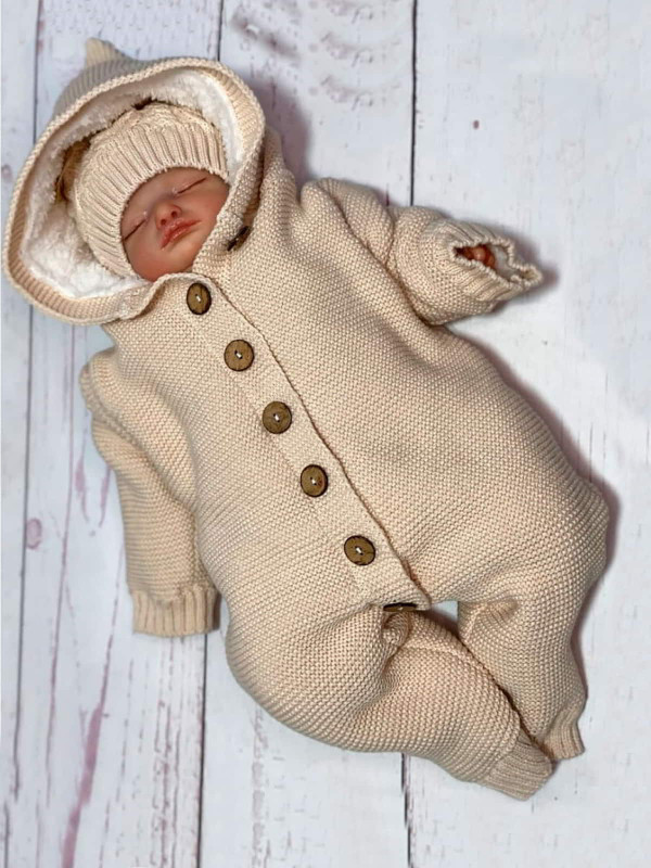 Вязаный комбинезон на подкладе Мишка крем-брюле