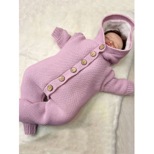 Вязаный комбинезон Мишка пудра