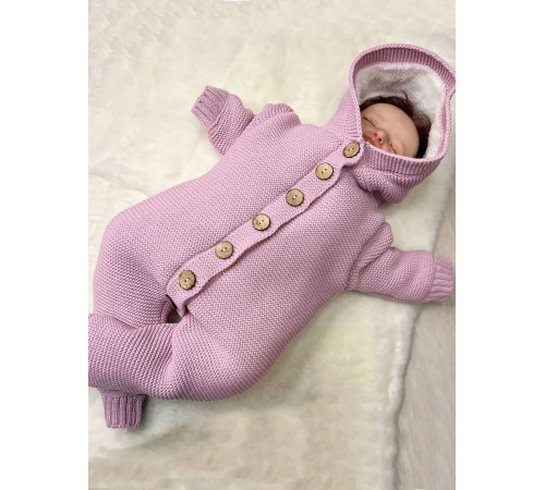 Вязаный комбинезон Мишка пудра