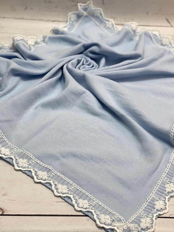 Вязаный плед Моана голубой