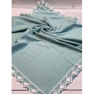 Вязаный плед для новорожденных Моана аквамарин