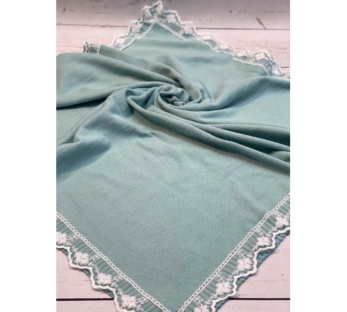 Вязаный плед для новорожденных Моана аквамарин