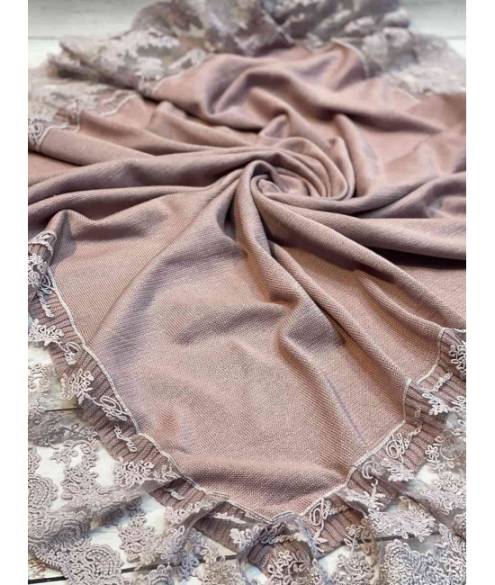 Вязаный плед для новорожденных Моцарт пудра