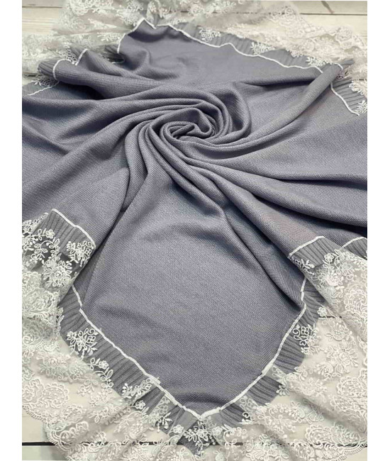 Вязаный плед для новорожденных Моцарт серый