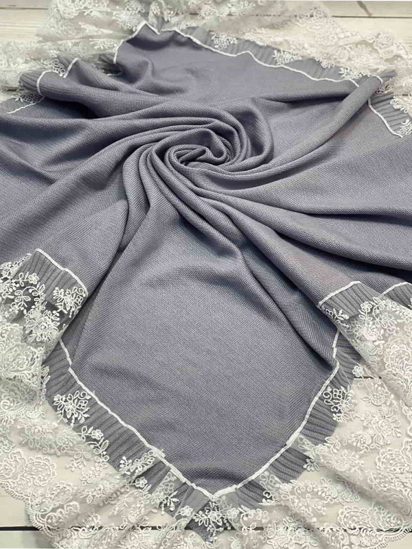 Вязаный плед Моцарт серый