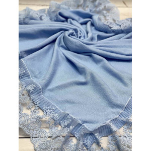 Вязаный плед для новорожденных Моцарт голубой