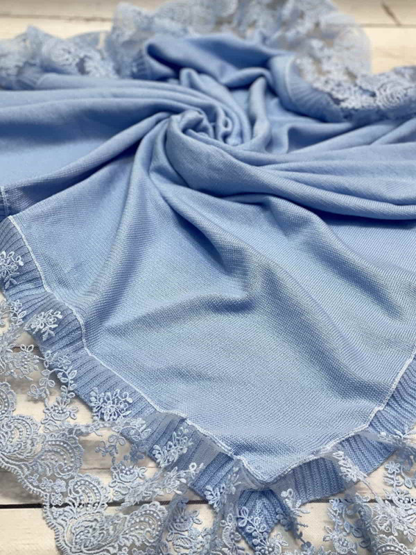 Вязаный плед Моцарт голубой