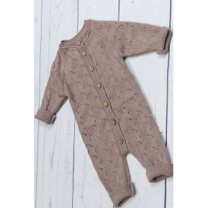 Вязаный комбинезон шапочка пинетки Нила какао