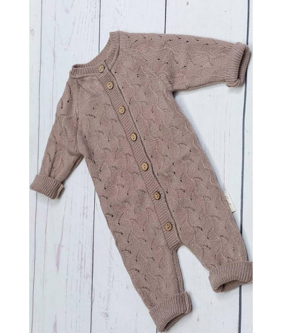 Вязаный комбинезон шапочка пинетки Нила какао
