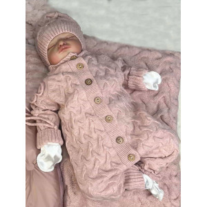 Вязаный комбинезон для новорожденных Остин пудра