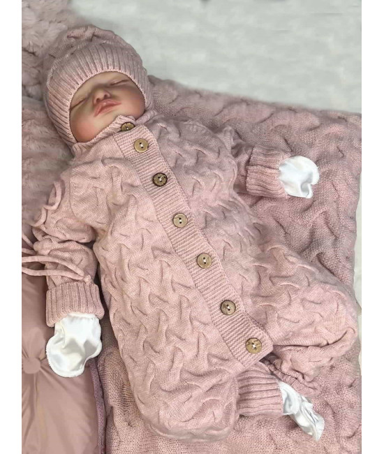 Вязаный комбинезон для новорожденных Остин пудра