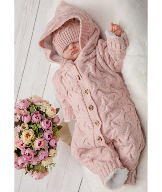 Комбинезон с капюшоном для новорожденных Остин пудра