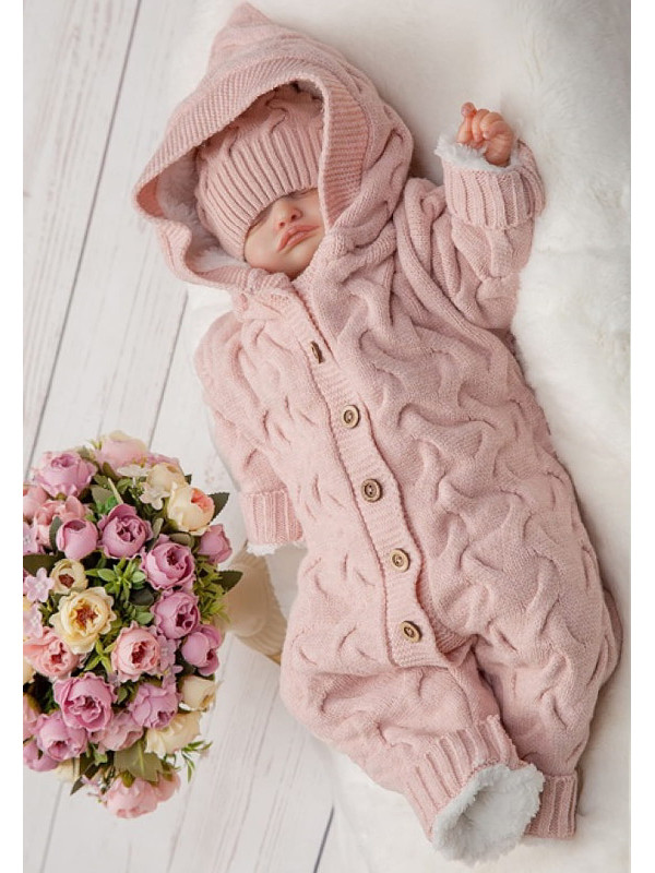 Вязаный комбинезон на подкладе Остин пудра
