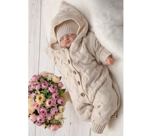 Комбинезон с капюшоном для новорожденных Остин крем-брюле