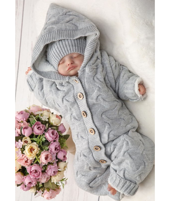 Комбинезон с капюшоном для новорожденных Остин серый
