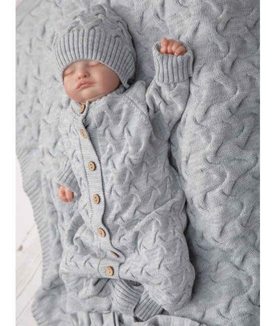 Вязаный комбинезон для новорожденных Остин серый