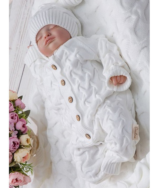 Вязаный комбинезон для новорожденных Остин белый