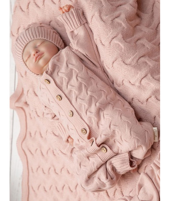 Вязаный комбинезон для новорожденных Остин пудра