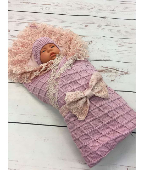 Вязаный комплект Пахлава пудра