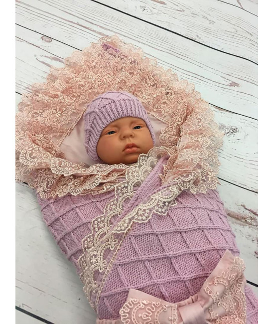 Вязаный комплект Пахлава пудра