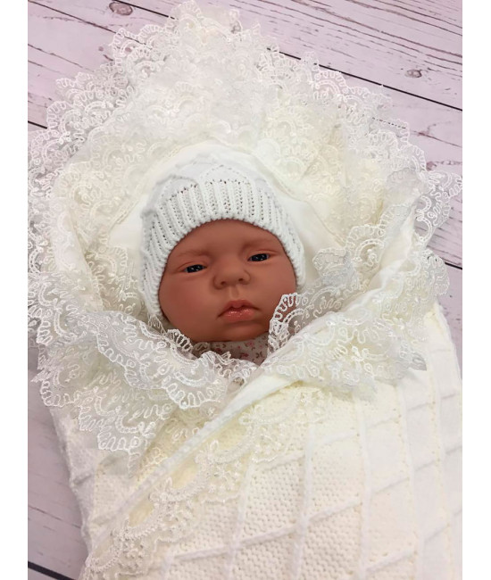 Вязаный комплект Пахлава молочный