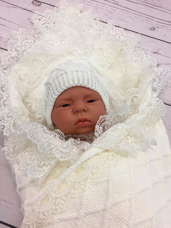 Вязаный комплект Пахлава молочный