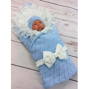 Летний вязаный комплект Asselina Пахлава голубой