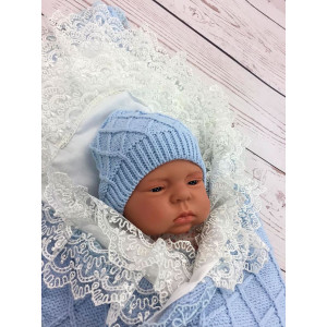 Летний вязаный комплект Asselina Пахлава голубой