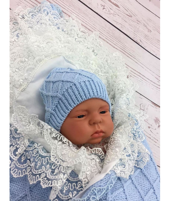 Летний вязаный комплект Asselina Пахлава голубой