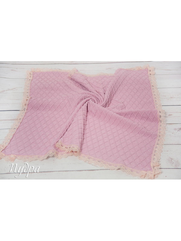 Вязаный плед Пахлава пудра