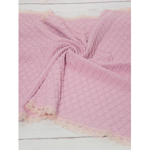 Вязаный плед Пахлава пудра