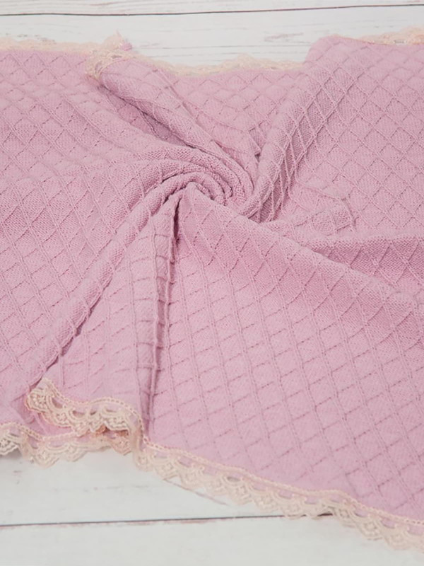 Вязаный плед Пахлава пудра