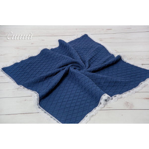 Вязаный плед Пахлава синий