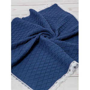 Вязаный плед Пахлава синий