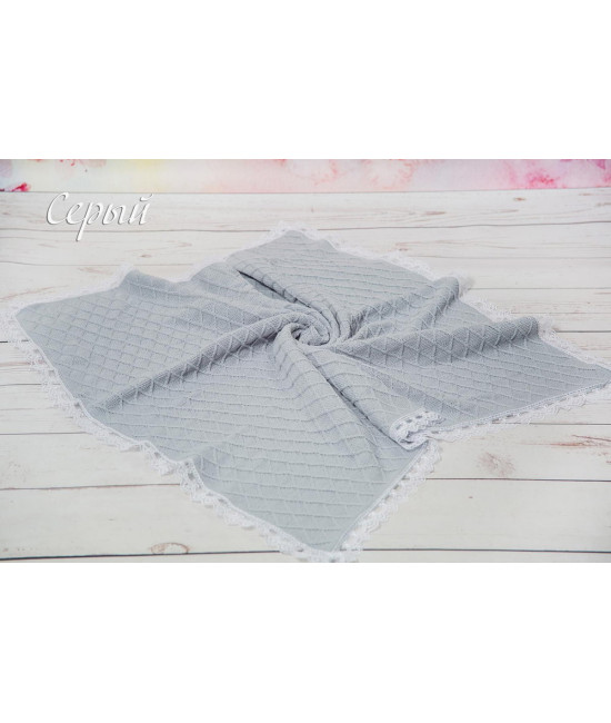 Вязаный плед Пахлава серый