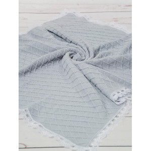 Вязаный плед Пахлава серый