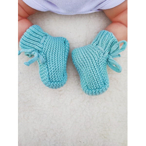 Вязаные носочки-пинетки Лапочки аквамарин